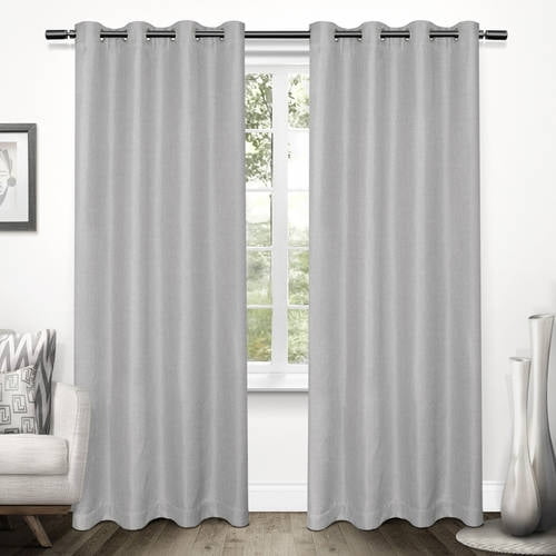 Exclusive Home Curtains 2 Pack Tweed Textured Linen Blackout Grommet Top Curtain Panels
