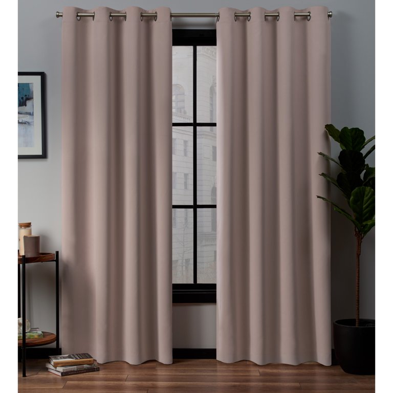 Exclusive Home Curtains Academy Total Blackout Grommet Top Curtain Panel  Pair, 52x84, Blush