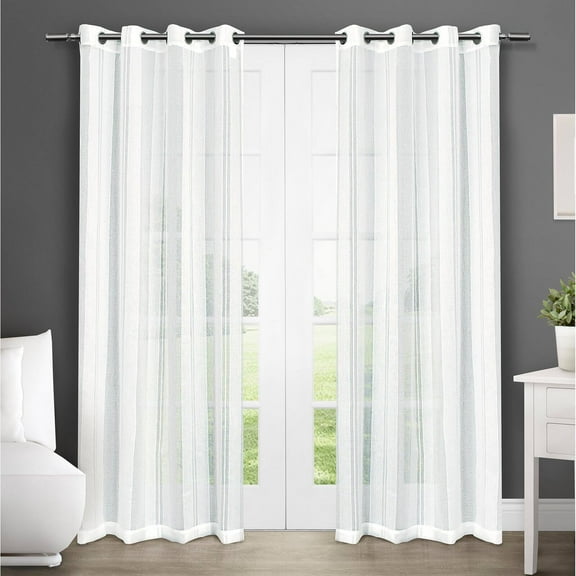 Exclusive Home Curtains Apollo Sheer Grommet Top Curtain Panel Pair, 50x108, Winter White
