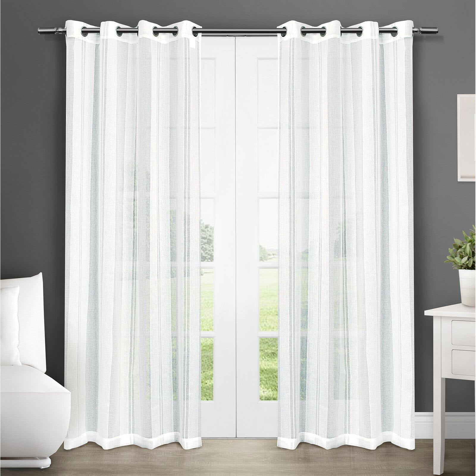 Exclusive Home Curtains Apollo Sheer Grommet Top Curtain Panel Pair, 50x84, Winter White
