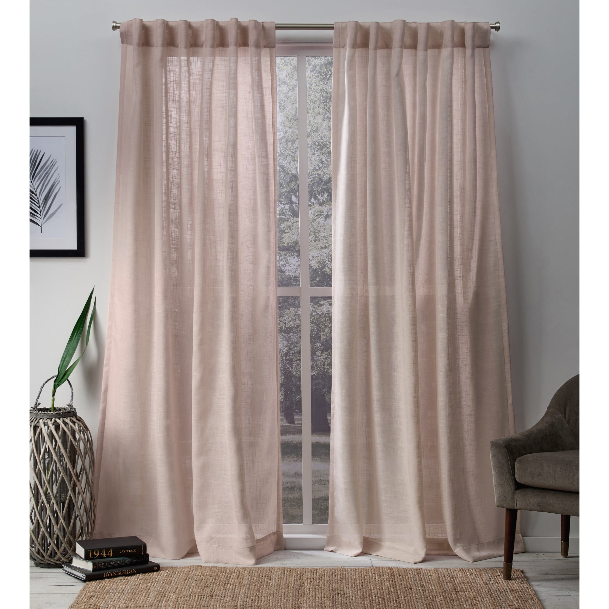 Exclusive Home Bella Sheer Hidden Tab Top Curtain Panel Pair, 54"x96", Rose