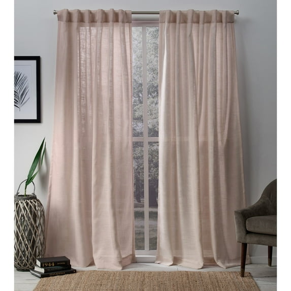 Exclusive Home Bella Sheer Hidden Tab Top Curtain Panel Pair, 54"x96", Rose