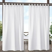 Exclusive Home Curtains Biscayne Indoor/Outdoor Two Tone Textured Tab Top Curtain Panels, 54"x120", White, Set of 2