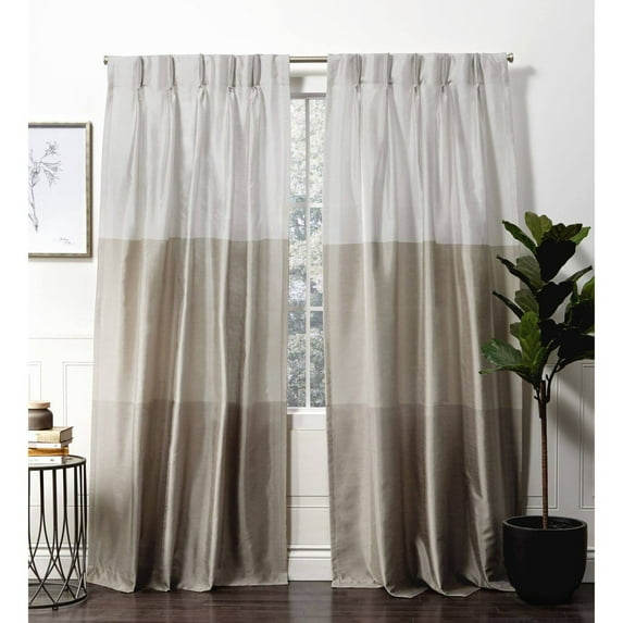 Exclusive Home Curtains Chateau Light Filtering Pinch Pleat Curtain Panels, 84" Length, Taupe, Set of 2
