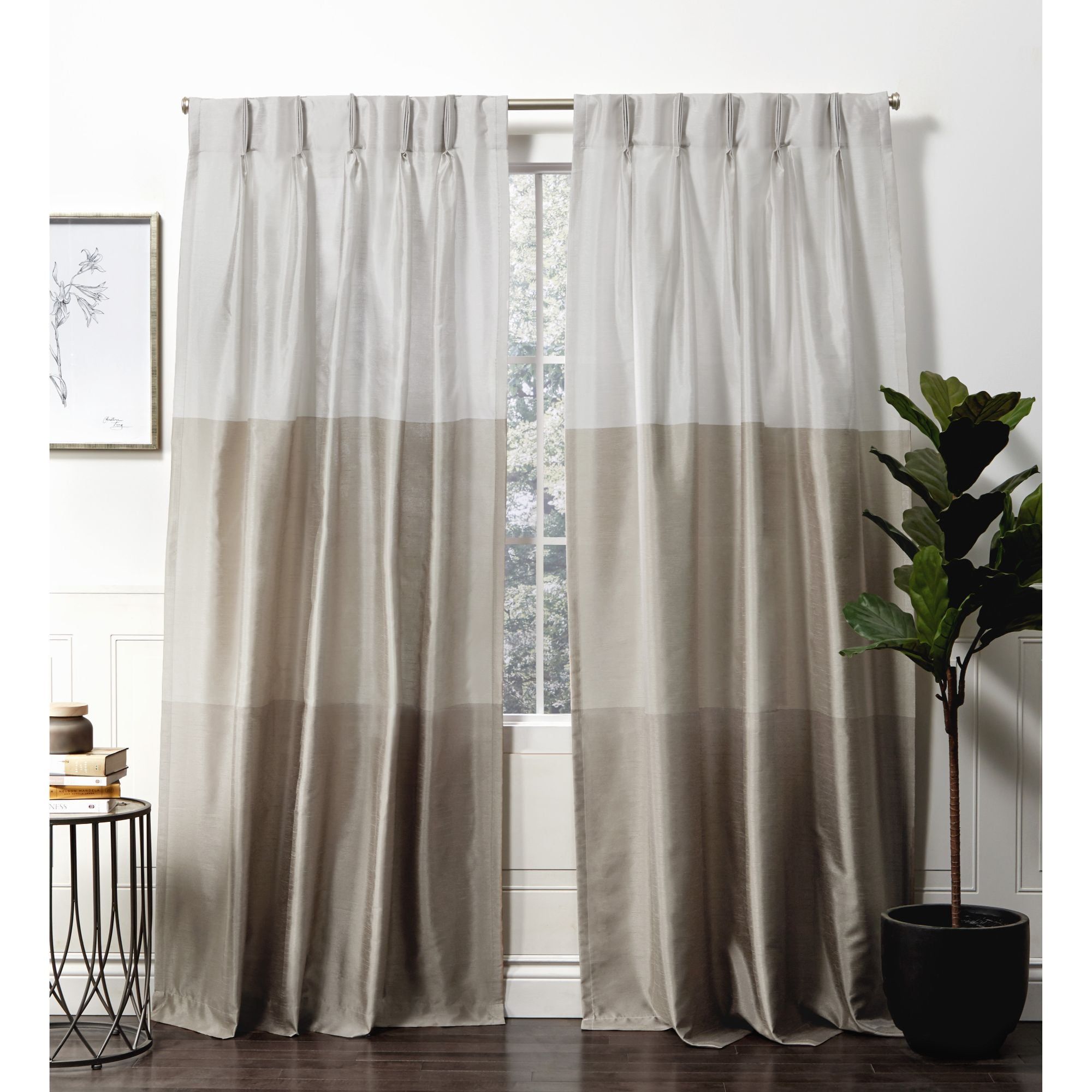 Exclusive Home Curtains Chateau Light Filtering Pinch Pleat Curtain Panels, 96" Length, Taupe, Set of 2