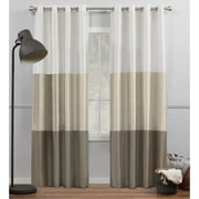 Exclusive Home Curtains Chateau Striped Faux Silk Grommet Top Curtain Panel Pair, 54x108, White/Sand