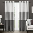 thumbnail image 1 of Exclusive Home Curtains Chateau Striped Faux Silk Grommet Top Curtain Panel Pair, 54x84, Black Pearl, 1 of 4