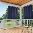 thumbnail image 1 of TOWN & COUNTRY BASICS Cabana Solid Heavyweight Indoor Outdoor Curtains, Light Filtering Opacity with Grommet Top, Water Repellent, 2-Pack Set, 54"x63", Dark Navy, 1 of 11
