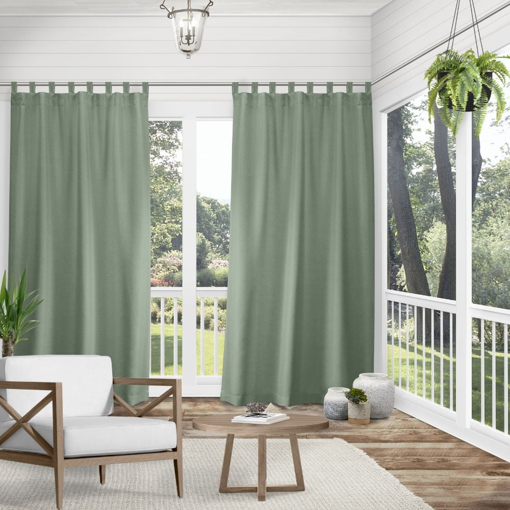 Exclusive Home Curtains Indoor/Outdoor Solid Cabana Tab Top Curtain Panel Pair, 54x108, Seafoam