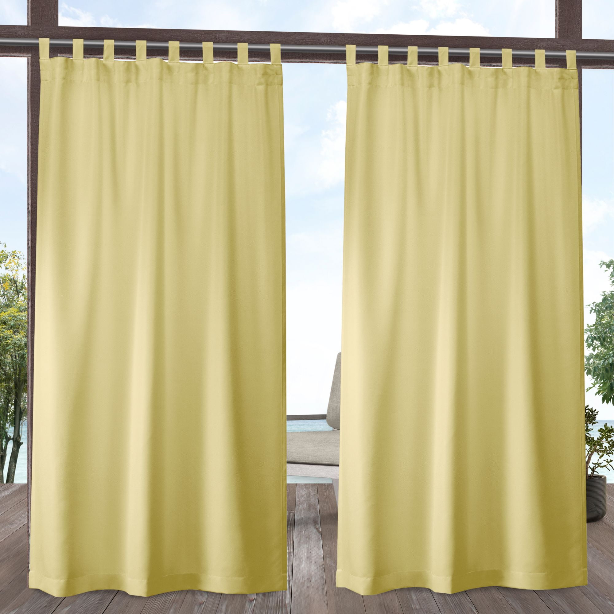 Sundress Yellow Light Filtering Polyester Grommet Curtain Panels, 54" x 84"
