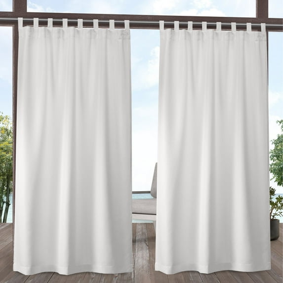 Exclusive Home Curtains Indoor/Outdoor Solid Cabana Tab Top Curtain Panel Pair, 54x84, Vanilla