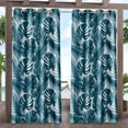 thumbnail image 1 of Exclusive Home Curtains Jamaica Palm Indoor/Outdoor Light Filtering Grommet Top Curtain Panel Pair, 54x84, Blue, Set of 2, 1 of 8