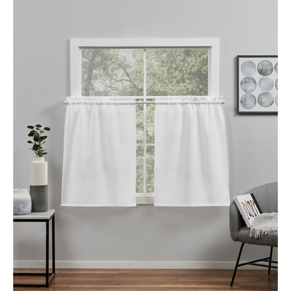 Exclusive Home Curtains Loha Light Filtering Rod Pocket Tier Curtain Panel Pair, 26x24, Winter, Set of 2