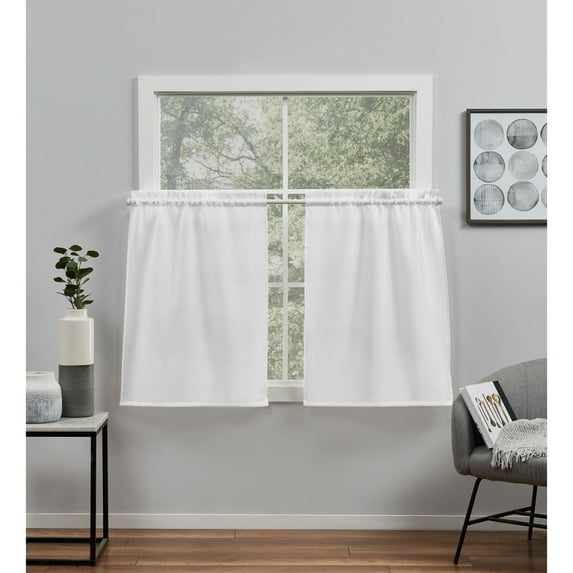 Exclusive Home Curtains Loha Light Filtering Rod Pocket Tier Curtain Panel Pair, 26x24, Winter, Set of 2