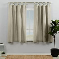 Exclusive Home Curtains Loha Linen Braided Tab Top Curtain Panel Pair, 54x63, Natural