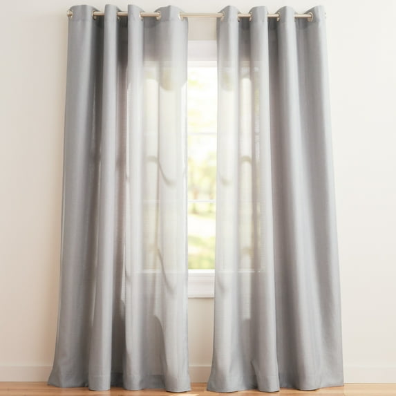 Exclusive Home Curtains Loha Linen Grommet Top Curtain Panel Pair, 54x108, Dove Grey