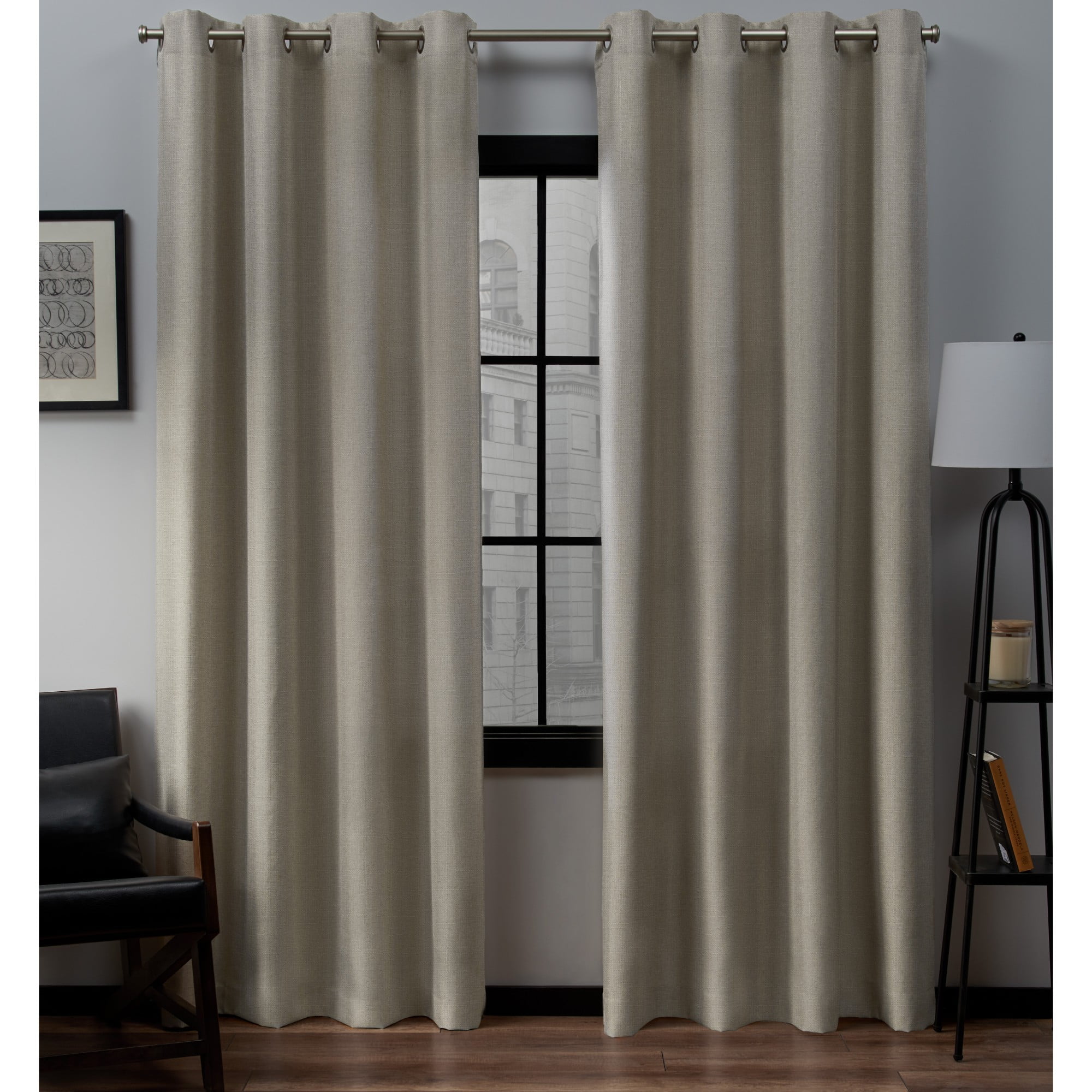 Exclusive Home Curtains Loha Linen Grommet Top Curtain Panel Pair 54x108 Natural Com