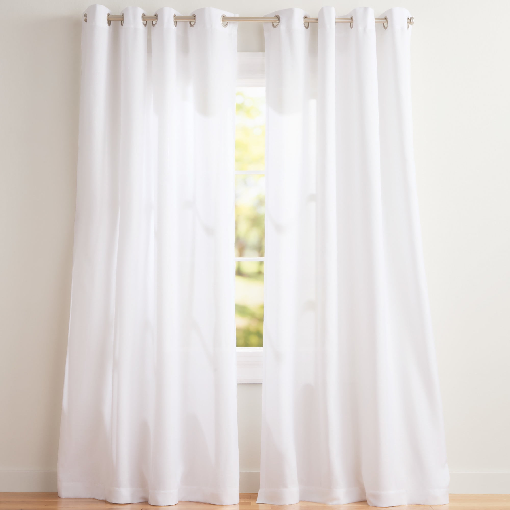 Winter White Light-Filtering Linen Grommet Curtain Panels, Set of 2
