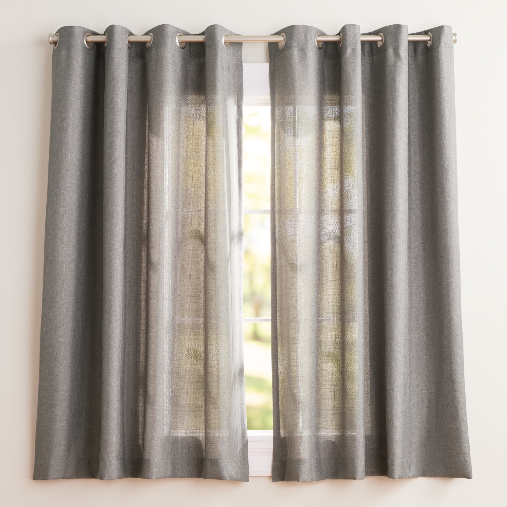 Exclusive Home Curtains Loha Linen Grommet Top Curtain Panel Pair, 54x63, Black Pearl