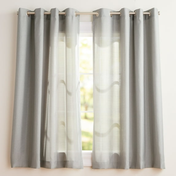 Exclusive Home Curtains Loha Linen Grommet Top Curtain Panel Pair, 54x63, Dove Grey