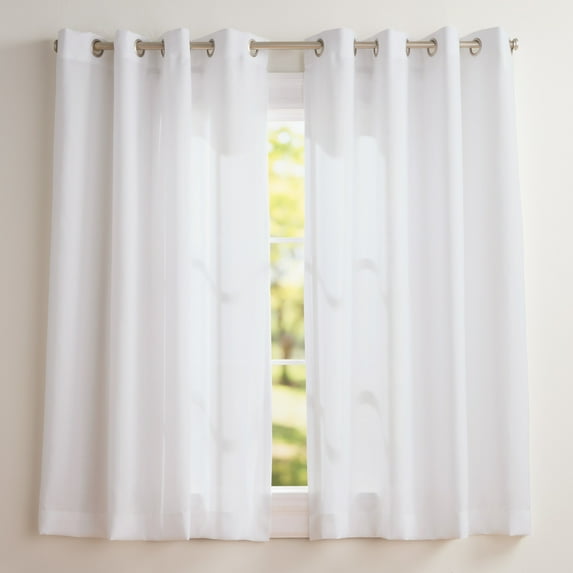 Exclusive Home Curtains Loha Linen Grommet Top Curtain Panel Pair, 54x63, Winter White