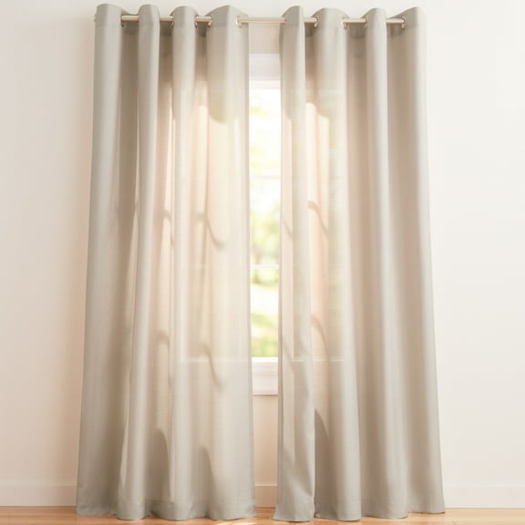 Exclusive Home Curtains Loha Linen Grommet Top Curtain Panel Pair, 54x84, Beige