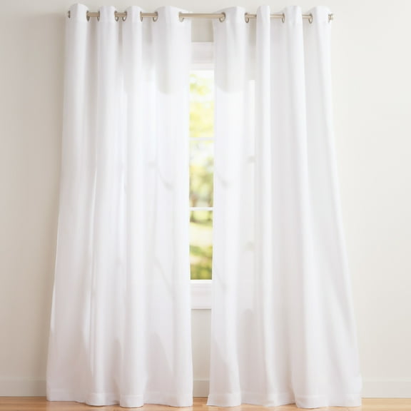 Exclusive Home Curtains Loha Linen Grommet Top Curtain Panel Pair, 54x84, Winter White