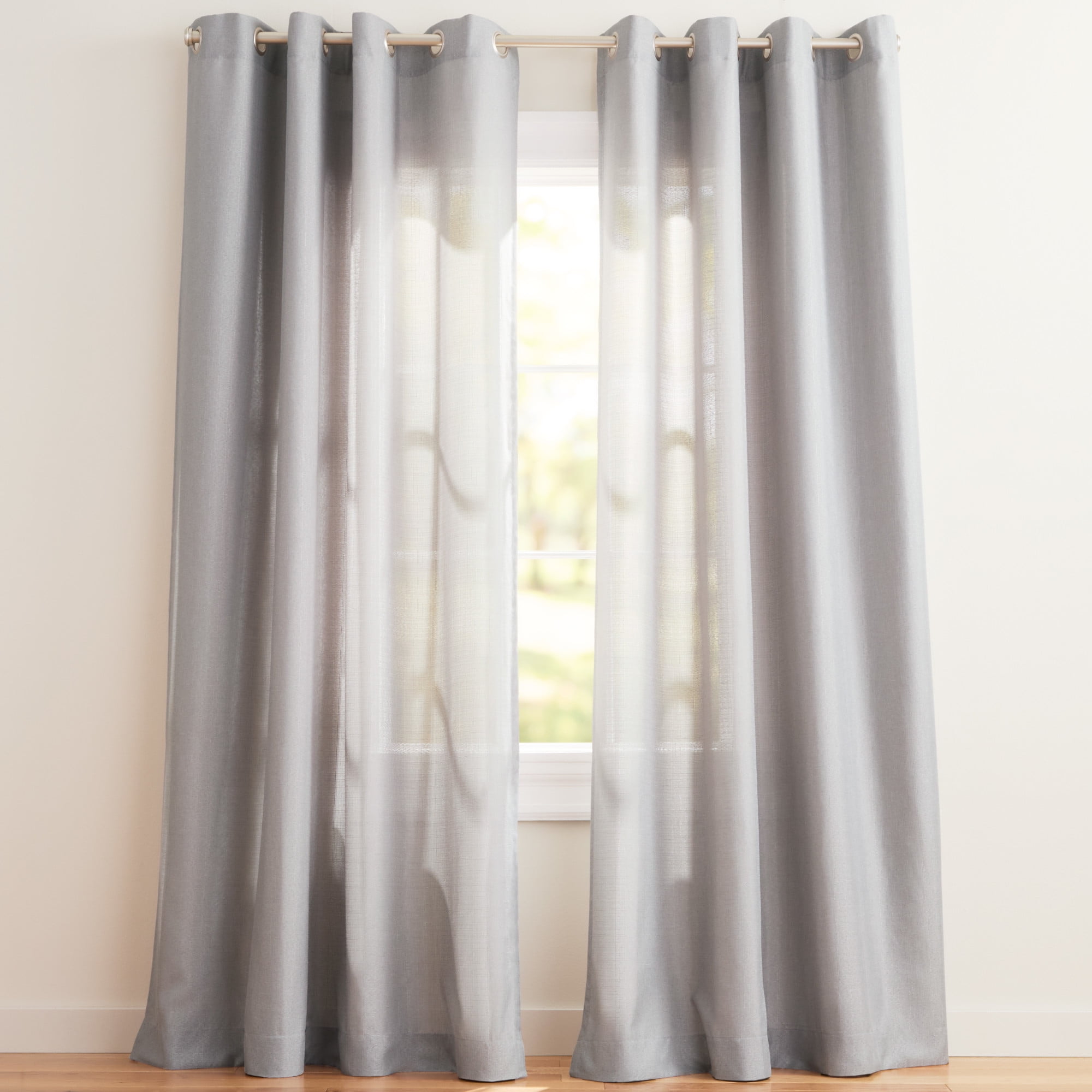 Dove Grey Light-Filtering Linen Grommet Curtain Panels, Set of 2