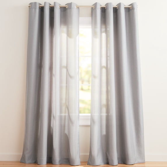 Exclusive Home Curtains Loha Linen Grommet Top Curtain Panel Pair, 54x96, Dove Grey