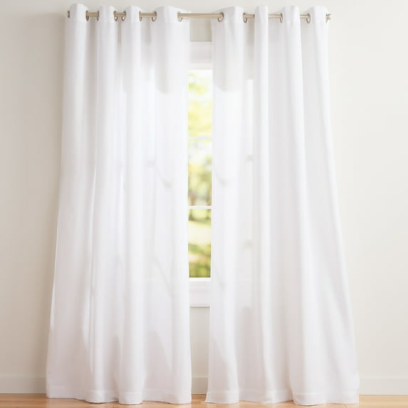 Exclusive Home Curtains Loha Linen Grommet Top Curtain Panel Pair, 54x96, Winter White