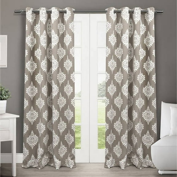 Exclusive Home Curtains Medallion Blackout Window Curtain Panel Pair with Grommet Top, 52x84, Taupe, 2 Piece