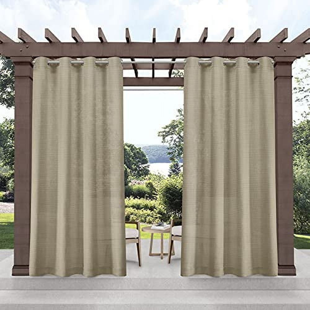 Exclusive Home Curtains Miami Semi-Sheer Textured Indoor/Outdoor Grommet Top Curtain Panel Pair, 54x84, Taupe