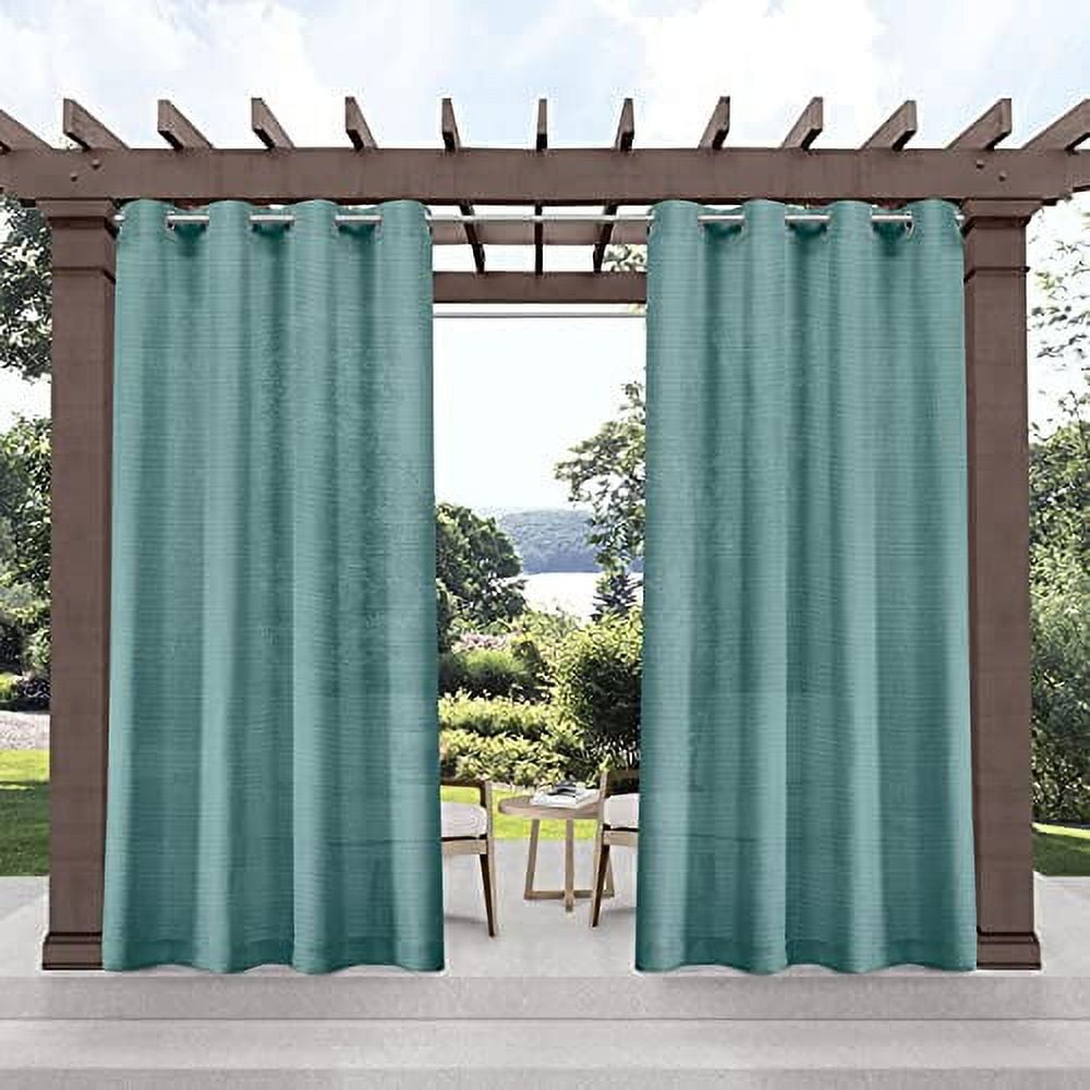 Teal and Cloud Gray Semi-Sheer Polyester Grommet Window Panels, 54x96