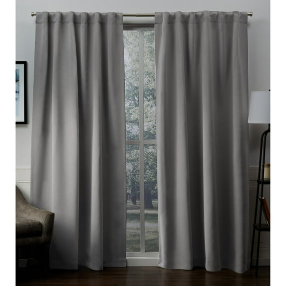 Exclusive Home Curtains Sateen Twill Woven Room Darkening Blackout Hidden Tab Curtain Panel Pair, 52x96, Veridian Grey