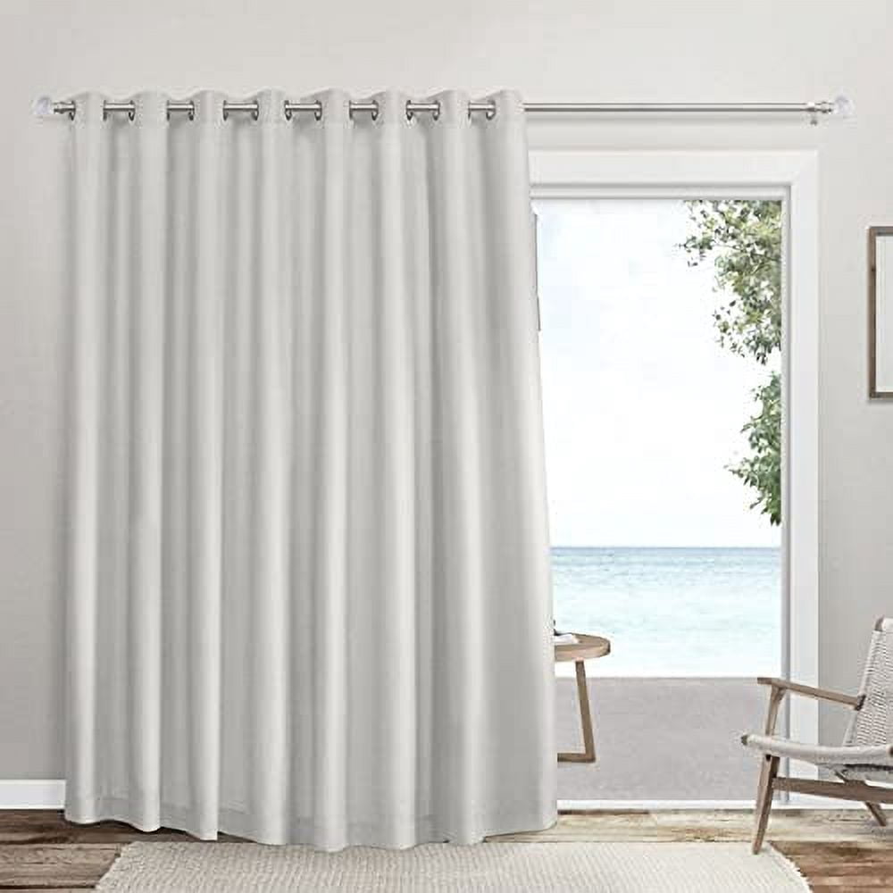 Exclusive Home Curtains Sateen Twill Woven Room Darkening Blackout Wide Patio Grommet Top Single Curtain Panel, 100x96, Vanilla