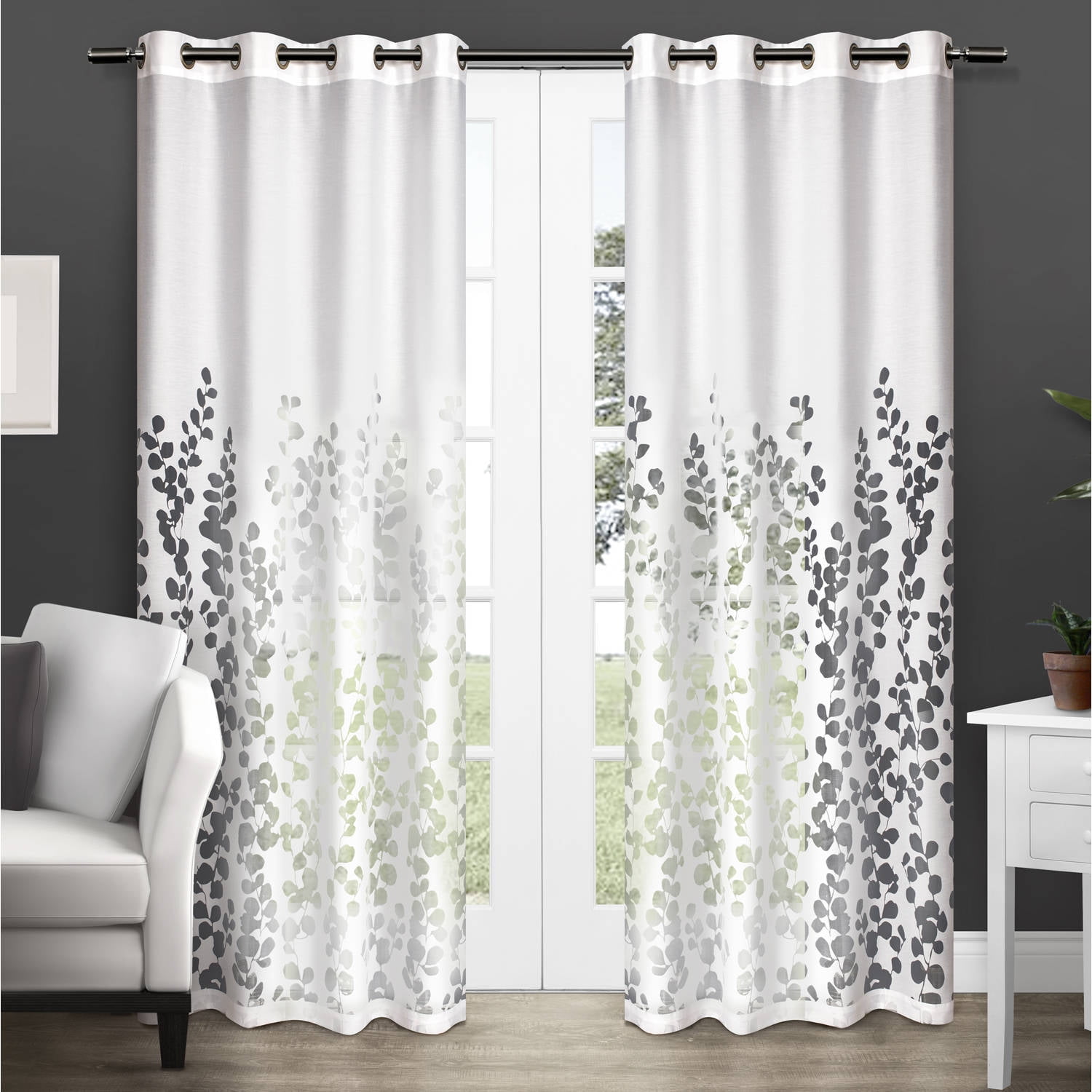 Wilshire White Sheer Grommet Cotton Blend Curtain Pair