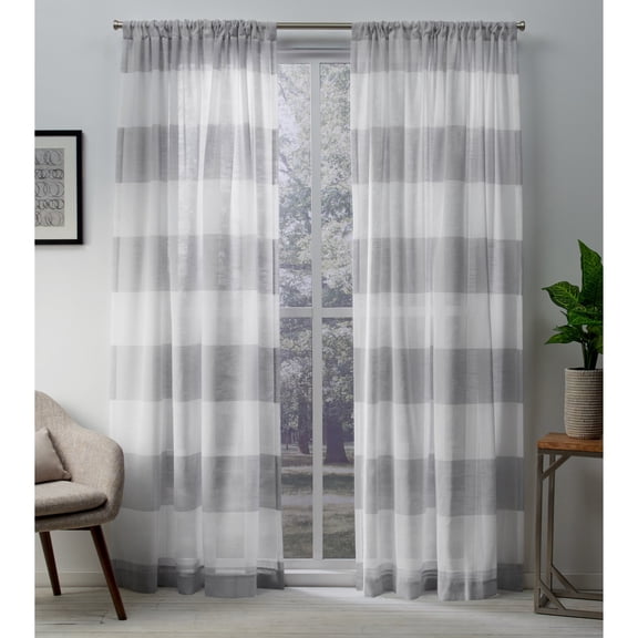 Exclusive Home Darma Sheer Linen Rod Pocket Curtain Panel Pair, 50"x108", Dove Grey