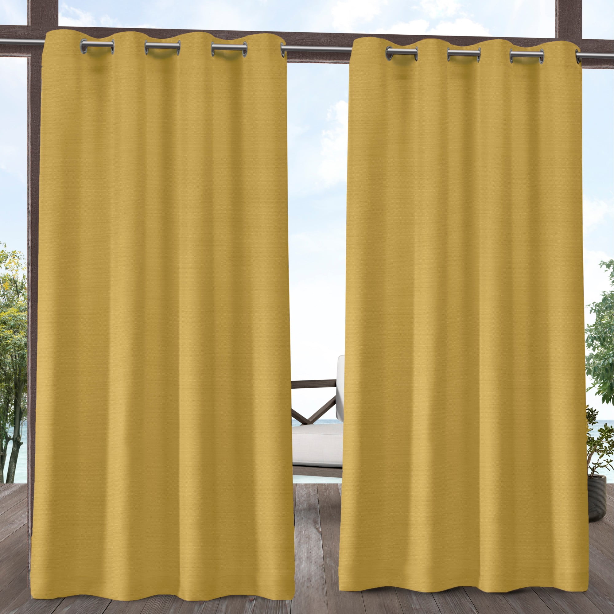 Exclusive Home Delano Indoor/Outdoor Grommet Top Curtain Panel Pair