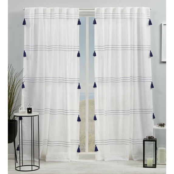 Exclusive Home Demi Light Filtering Hidden Tab Top Curtain Panel Pair, 54"x84", Blue, Set of 2