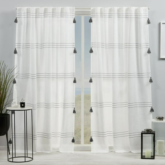 Exclusive Home Demi Light Filtering Hidden Tab Top Curtain Panel Pair, 54"x96", Black Pearl, Set of 2