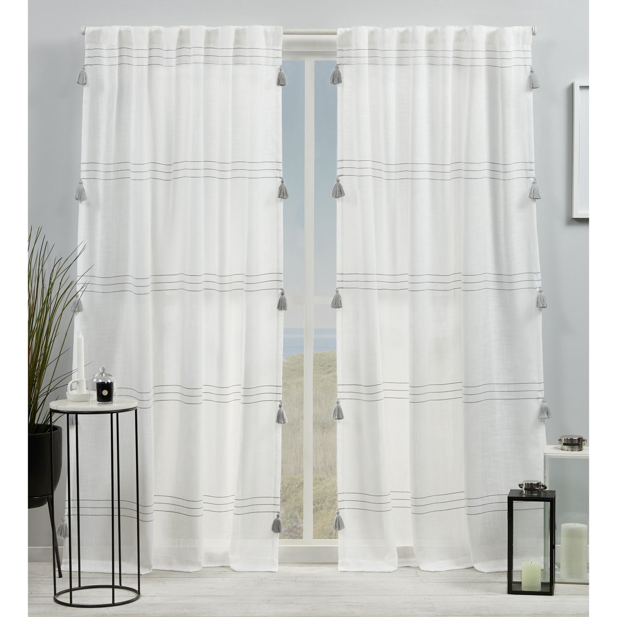 Exclusive Home Demi Light Filtering Hidden Tab Top Curtain Panel Pair, 54"x96", Grey, Set of 2