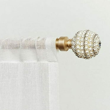 Exclusive Home Diana 1" Curtain Rod and Finial Set, Gold, Adjustable 66"-120"