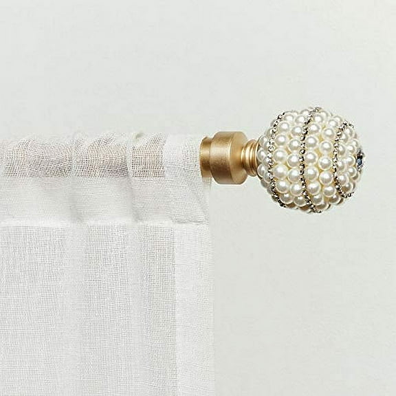 Exclusive Home Diana 1" Curtain Rod and Finial Set, Gold, Adjustable 66"-120"