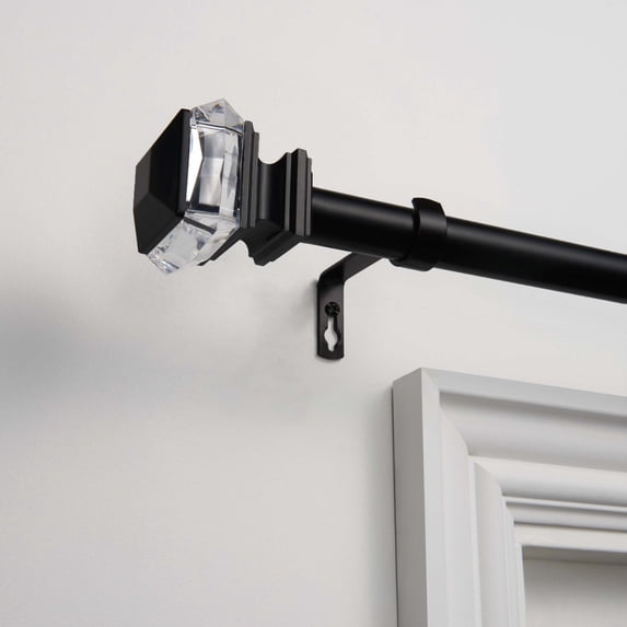 Exclusive Home Duke 1" Curtain Rod and Finial Set, Matte Silver, Adjustable 66"-120"