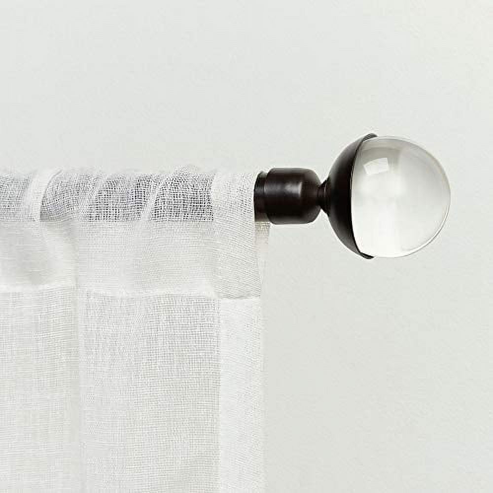 Adjustable Matte Bronze Curtain Rod with Clear Globe Finials