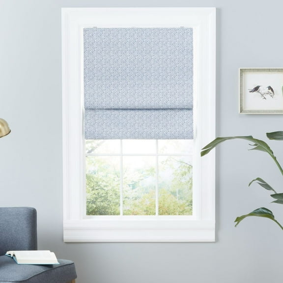 Exclusive Home Esme Total Blackout Roman Shade, 23"x64", Slate Blue