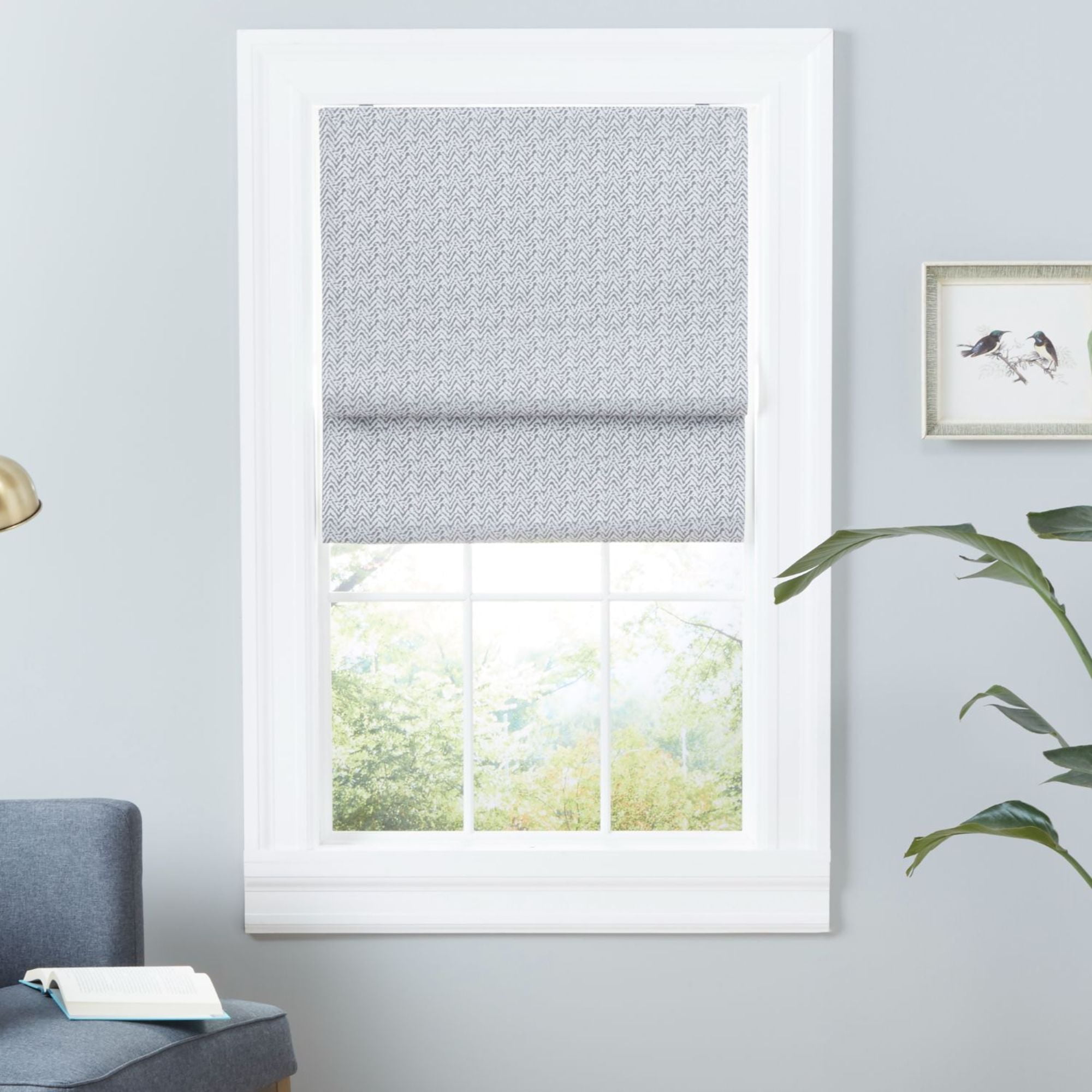 Exclusive Home Esme Total Blackout Roman Shade, 27"x64", Dark Grey