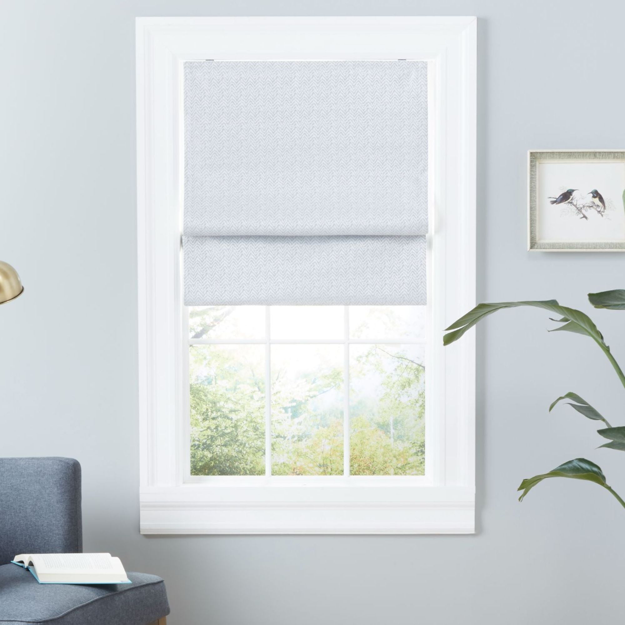 Slate Blue Fabric Cordless Blackout Roman Shade