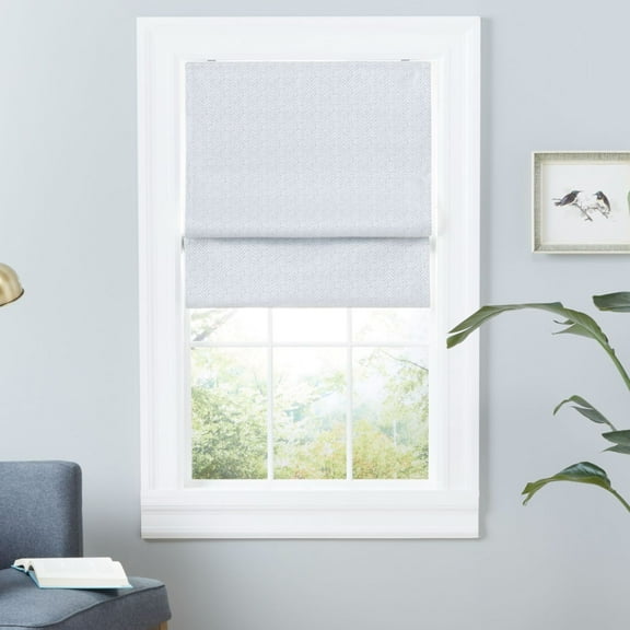 Exclusive Home Esme Total Blackout Roman Shade, 27"x64", Silver