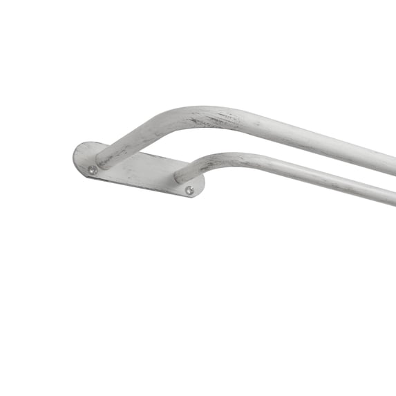 Exclusive Home Fetter Wrap Around Double Curtain Rod, Distressed White, 84"-120"
